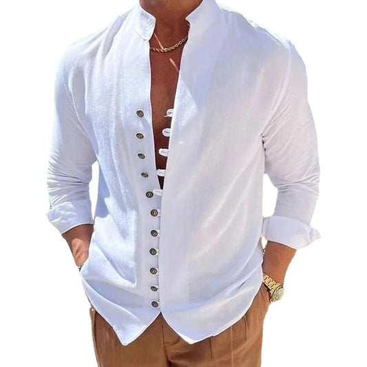Men's Solid Color Long Sleeve T Shirt - Male Summer Clothes