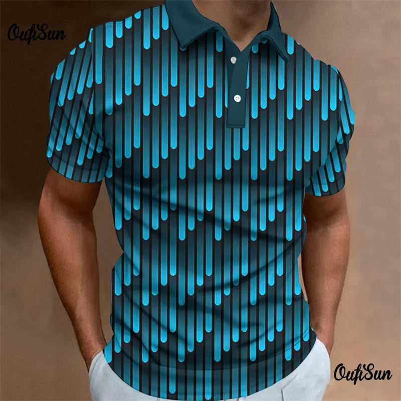 Polo imprimé géométrique 3D pour homme