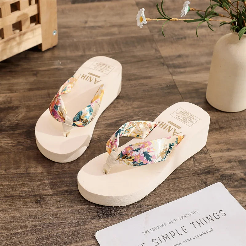 Plateau Wedge Beach Stilvolle Sommer-Flip-Flops-Sandalen