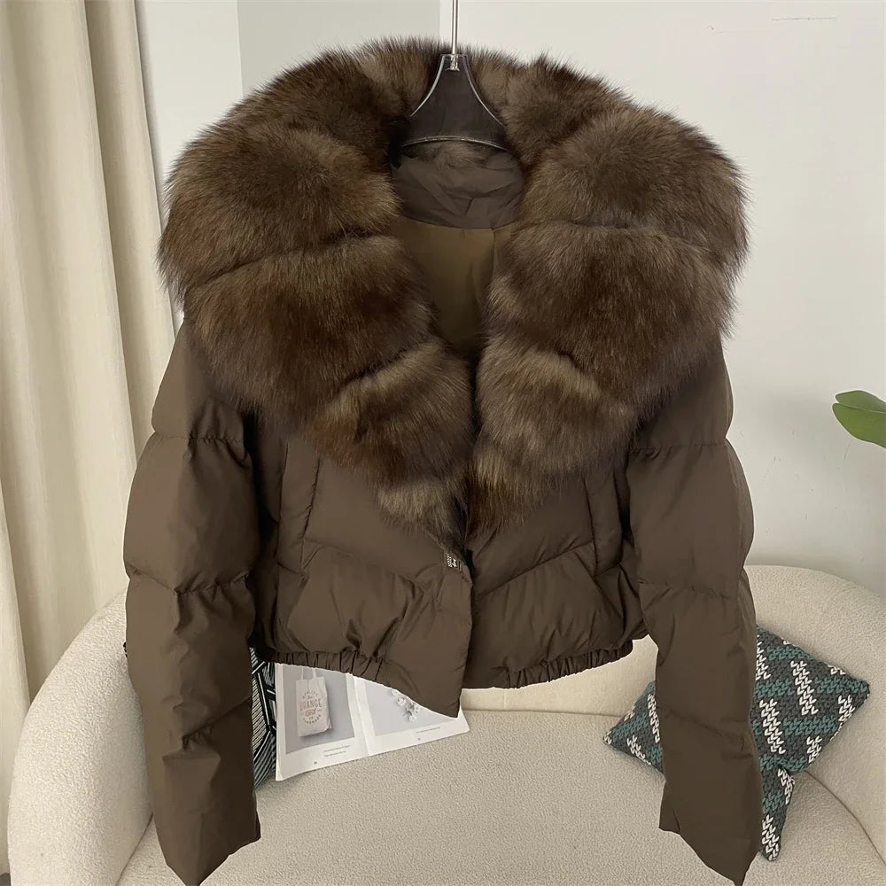 Short Puffer Jacket – Real Fox Fur & Down Coat