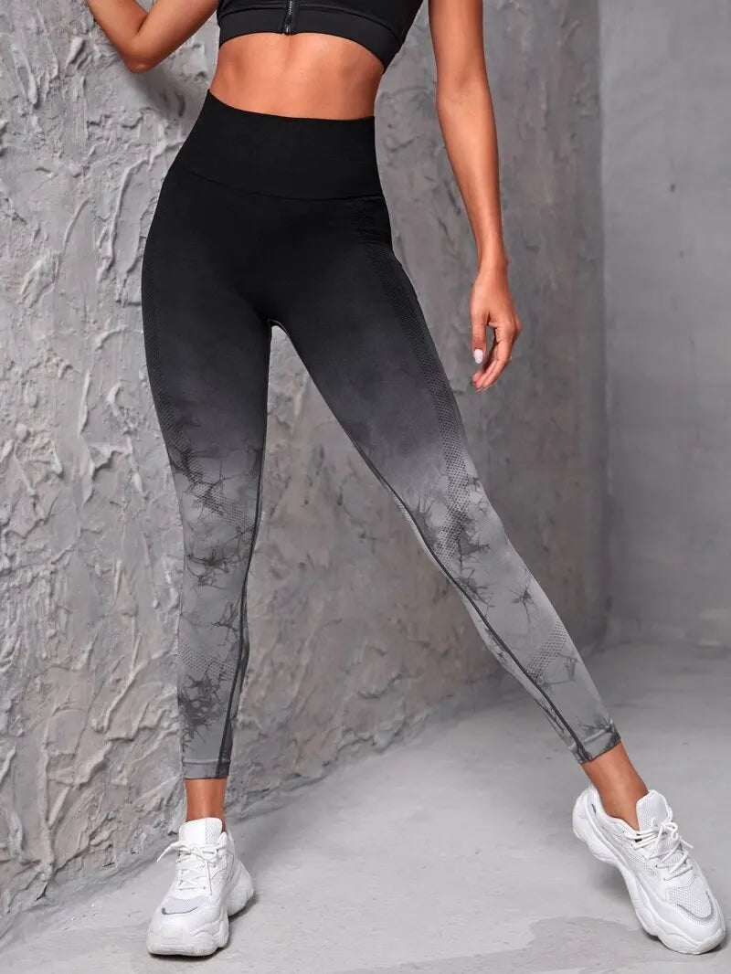 Nahtlose Yoga-Leggings mit Batikmuster