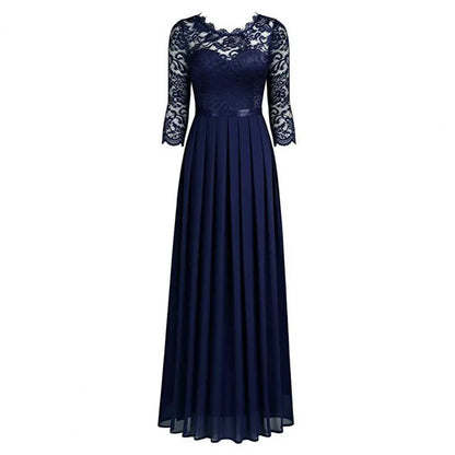 Lace Patchwork Maxi Evening Dress