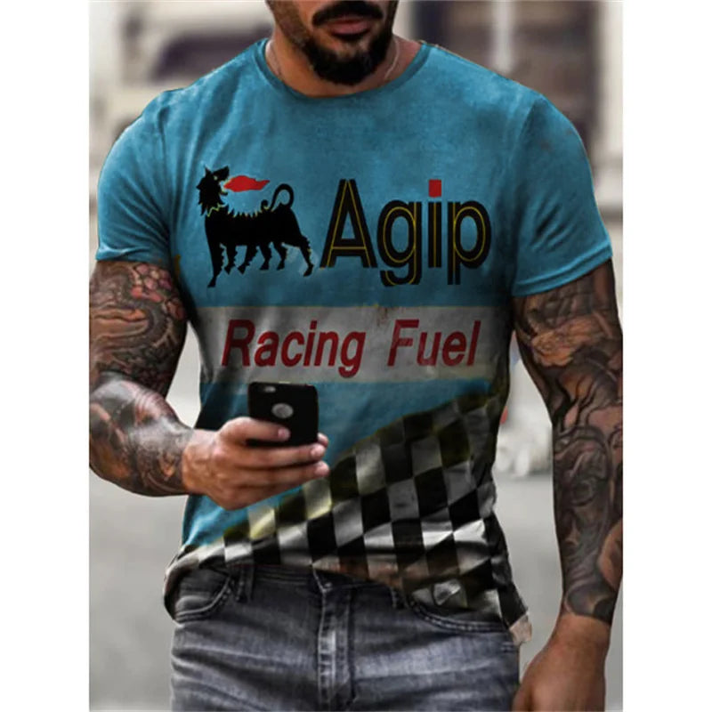 Retro Motorcycle Racing 3D Print Tee