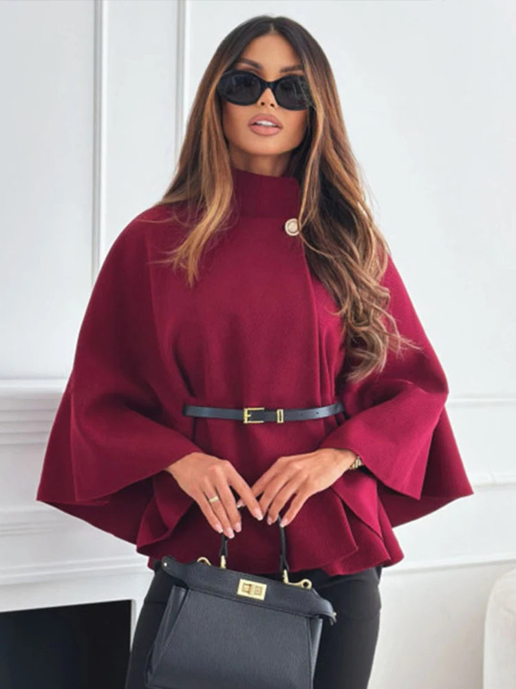 Elegant Woolen Cloak Cape- Oversized Streetwear for Women