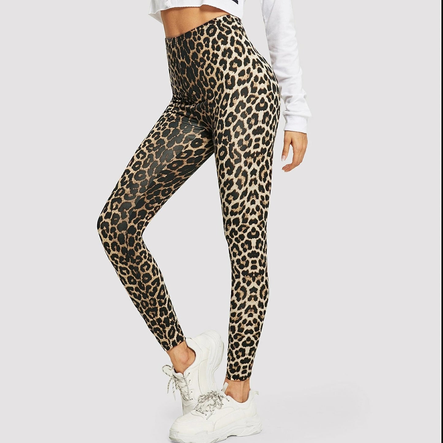 Leggings mit überkreuzter Taille und Leopardenmuster in Farbverlauf