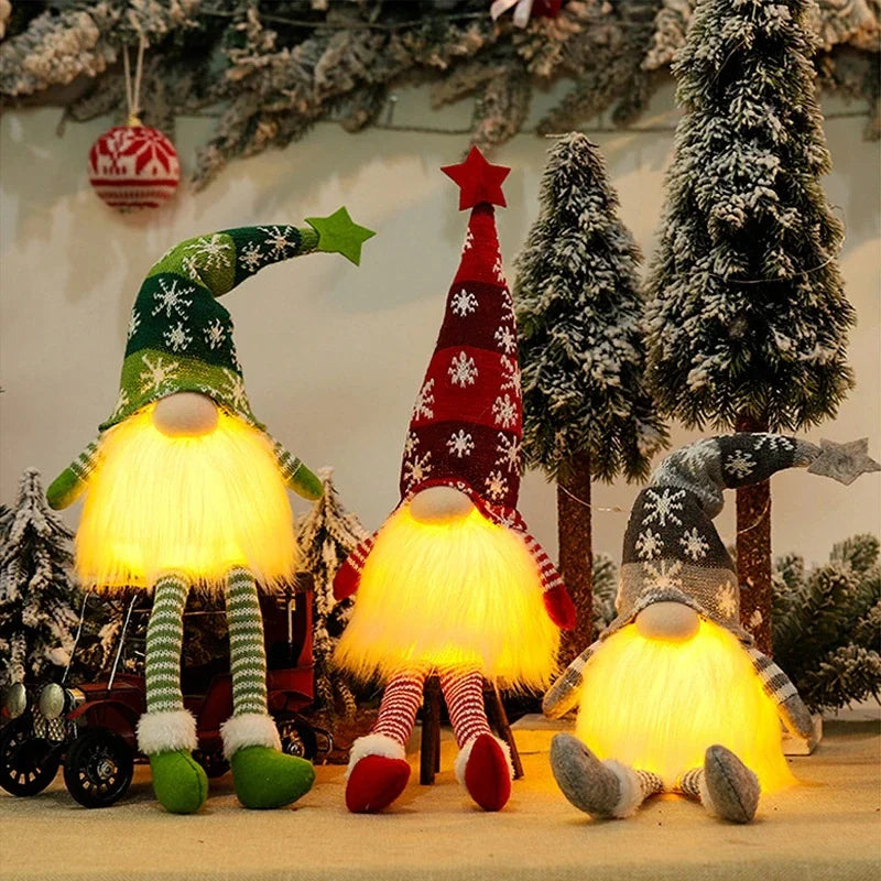 Poupée Gnome lumineuse sans visage, lumière festive de décoration de noël pour la maison