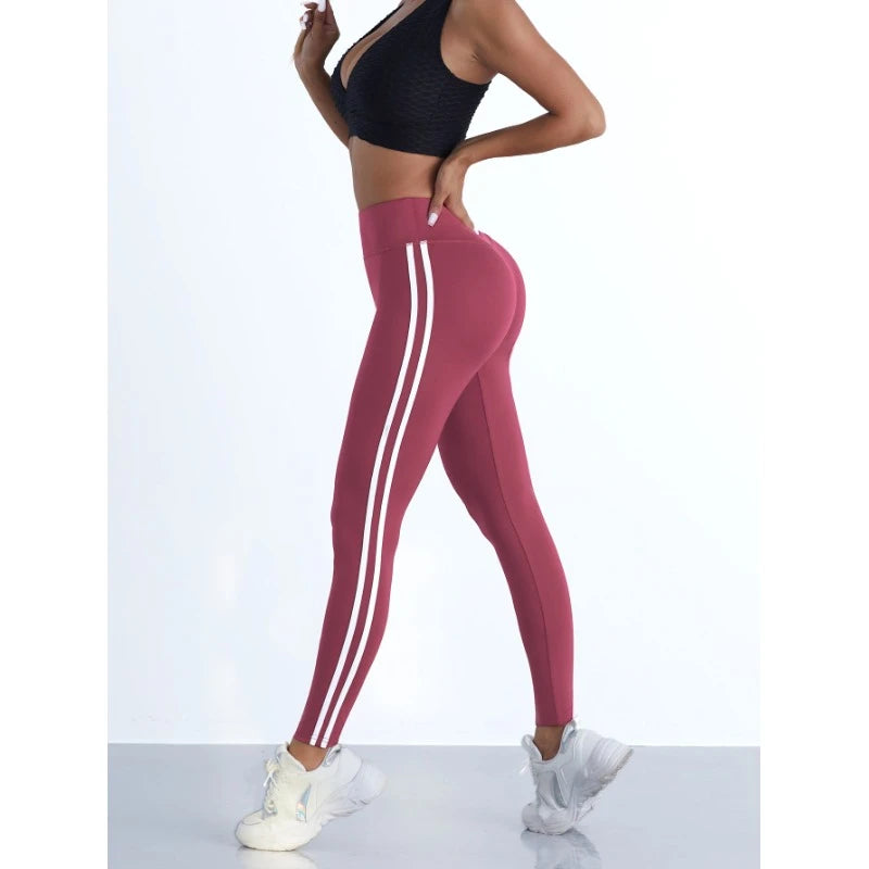 Striped High-Waist Yoga Leggings for Women