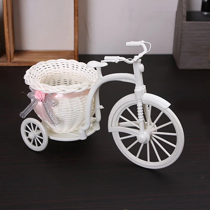 Silk Flower Bouquet in Rattan Bike Vase