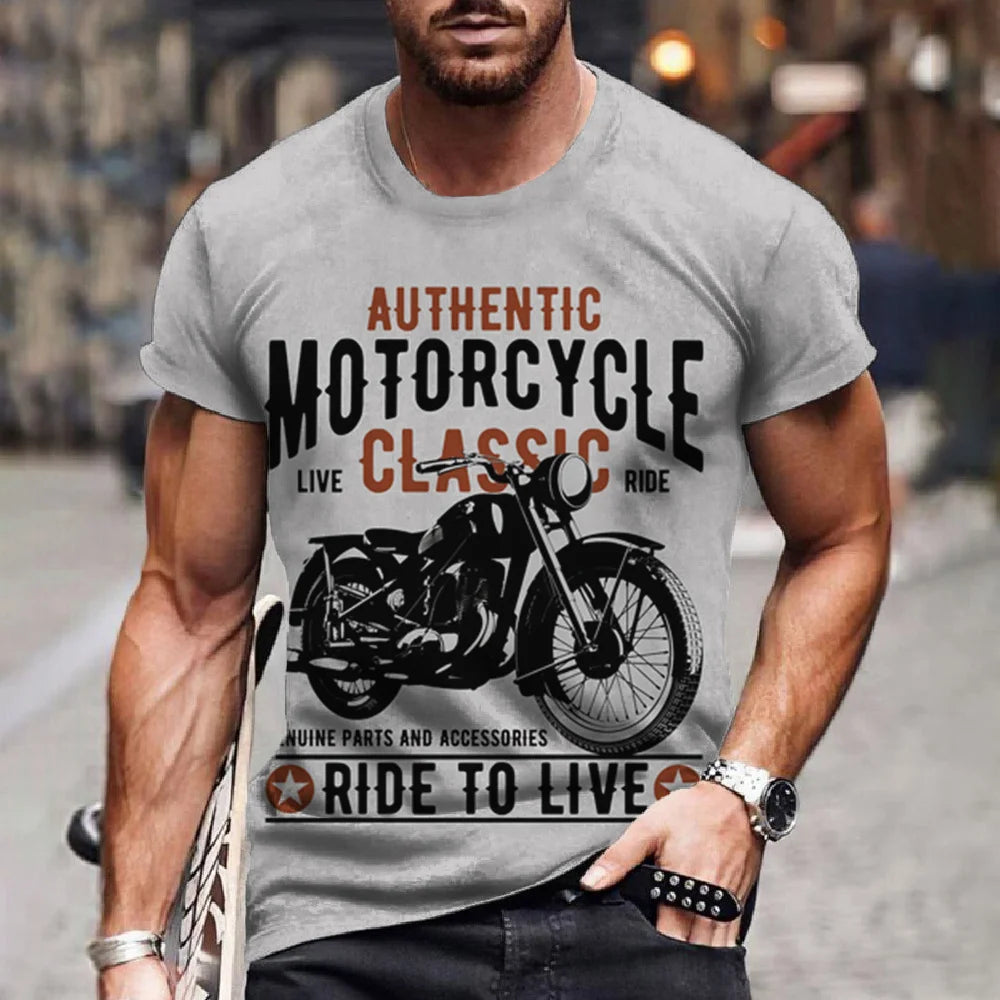 Retro Motorcycle Racing 3D Print Tee