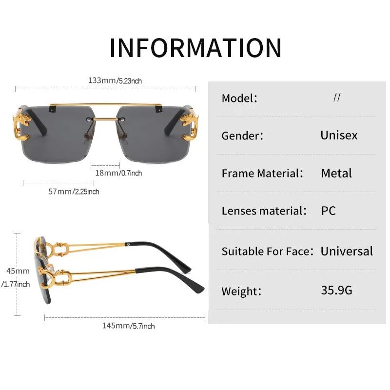 Rimless Rectangle Sunglasses for Men & Women