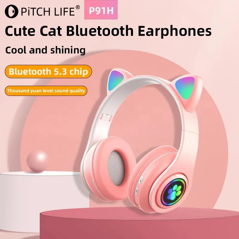 wireless headset, headset mic, earphones wireless, headphones wireless, cat headphones, headphone Bluetooth, earbuds wireless, cat ears headset, BT headset,