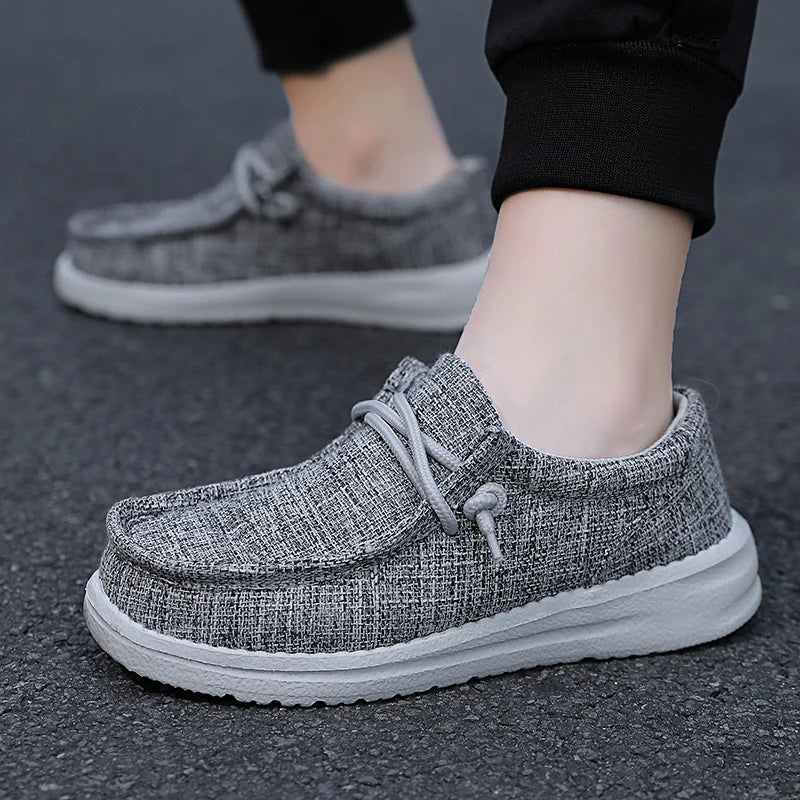 Boys Lace-up Breathable Outdoor Soft Bottom Solid Color Flat Sneakers