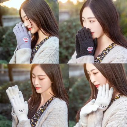 Gants tactiles brodés Smiley Bear pour femmes