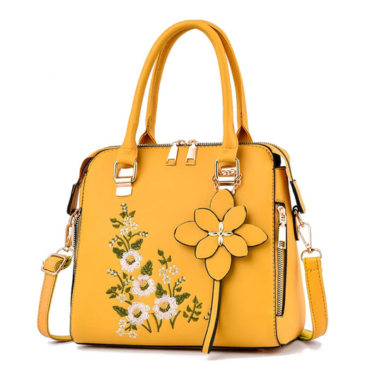 Damen-Schultertasche mit Blumenmuster – trendige Handtasche mit Reißverschluss