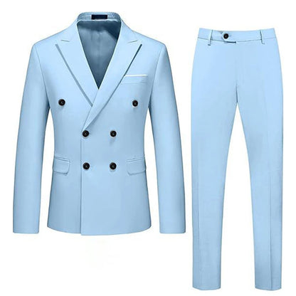 Sky Blue Double Breasted Suit for Men