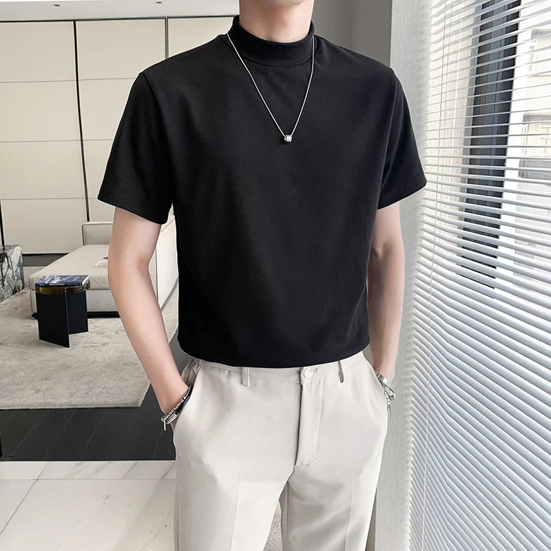 Turtleneck Slim Fit Short Sleeve T-Shirts