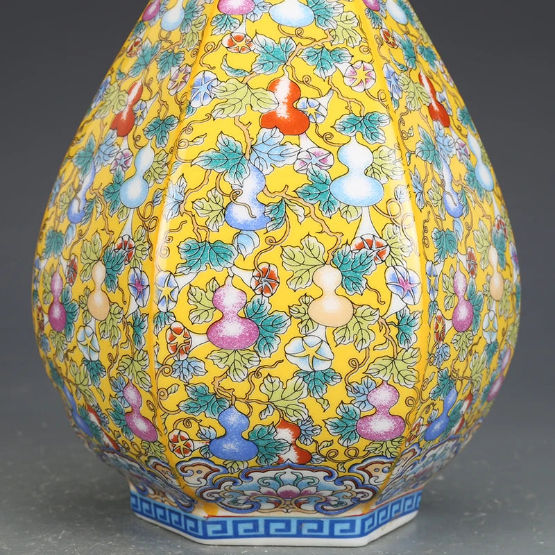 Yongzheng Enamel Hexagonal Ceramic Vase