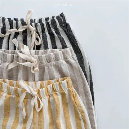 Vintage Stripe Linen Cotton Pants for Boys