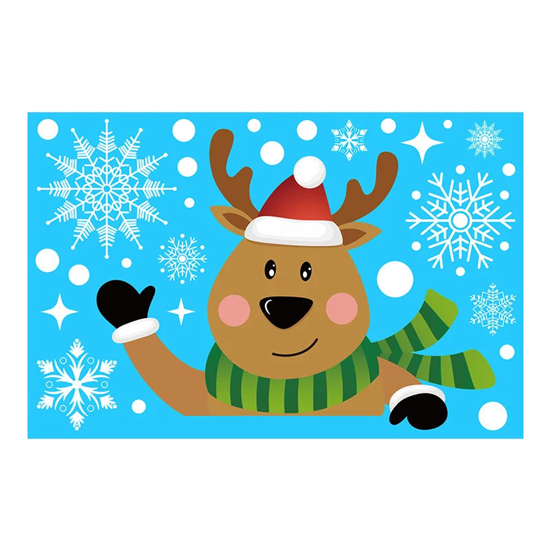 Removable Santa Elk Window Stickers for Festive Decor