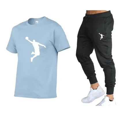 Men's Luxury Designer Tracksuit: T-Shirt & Pants Set