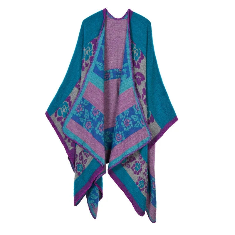 Lattice Travel Shawl- Cozy Imitation Cashmere Poncho