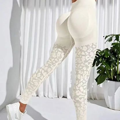 Leggings de gymnastique ajourés sans couture pour femmes