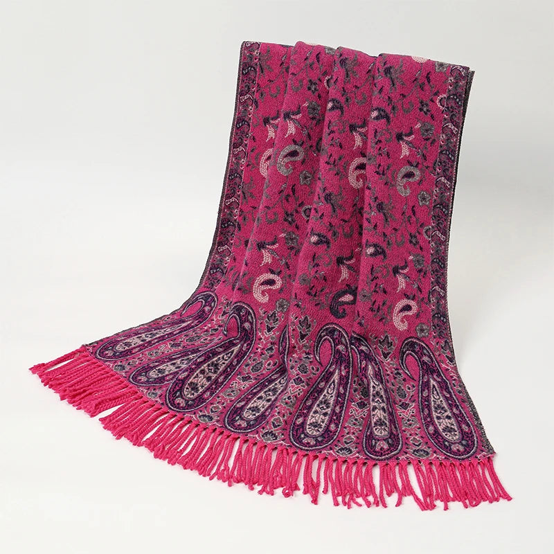 Winter Warm Cashmere Scarf- Embroidered Pashmina Wrap