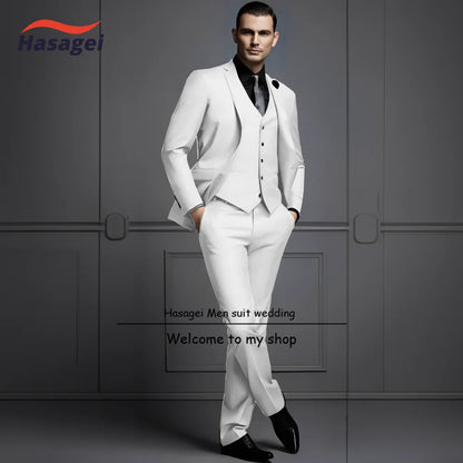 Costume élégant gris foncé pour homme, trois pièces, smoking de mariage, coupe slim, veste, pantalon, gilet, costume de fête formel pour homme
