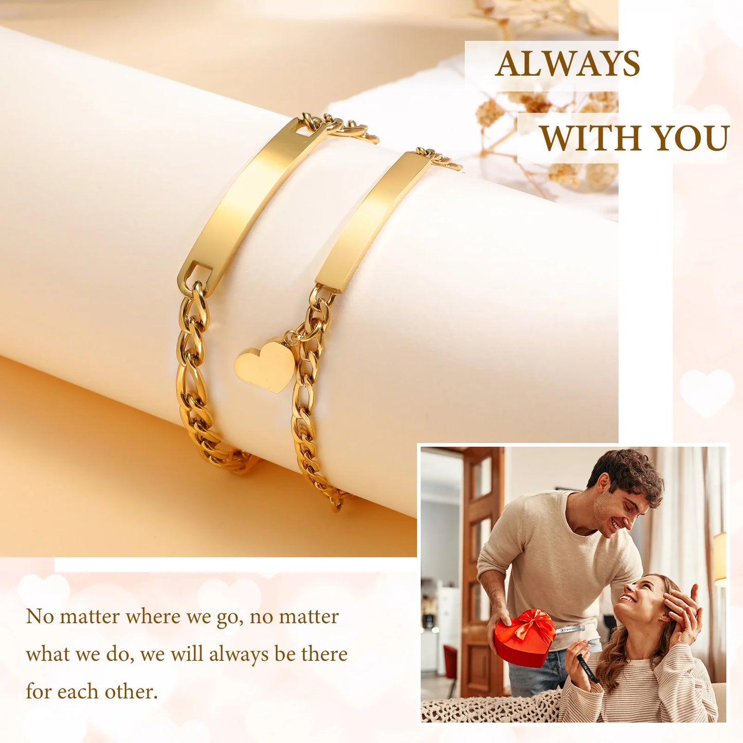 Individuelles Paar-Armband-Set aus Edelstahl