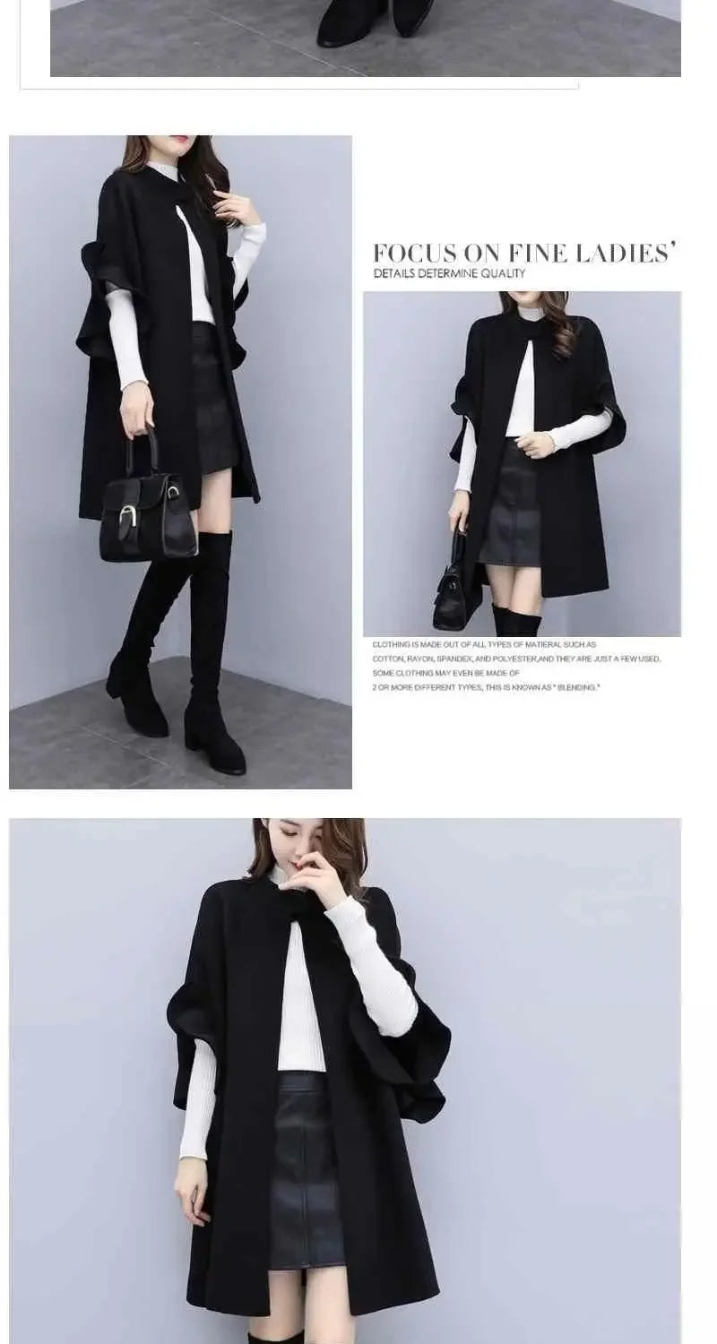 Medium-Length A-Line Woolen Jacket