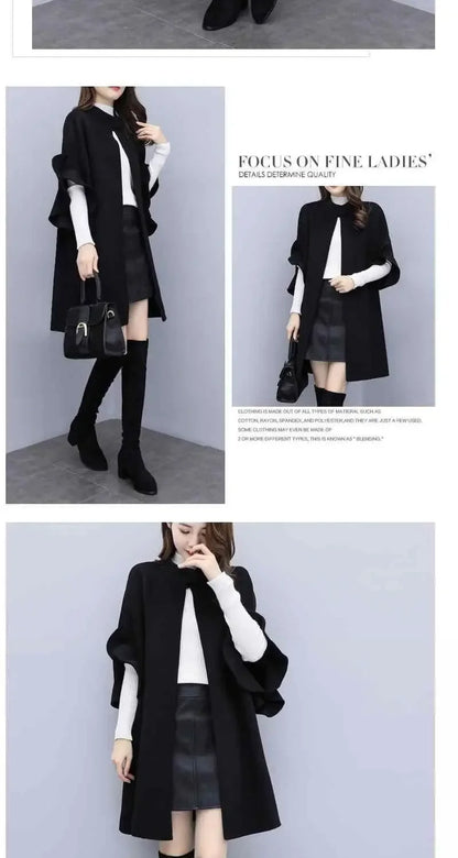 Medium-Length A-Line Woolen Jacket