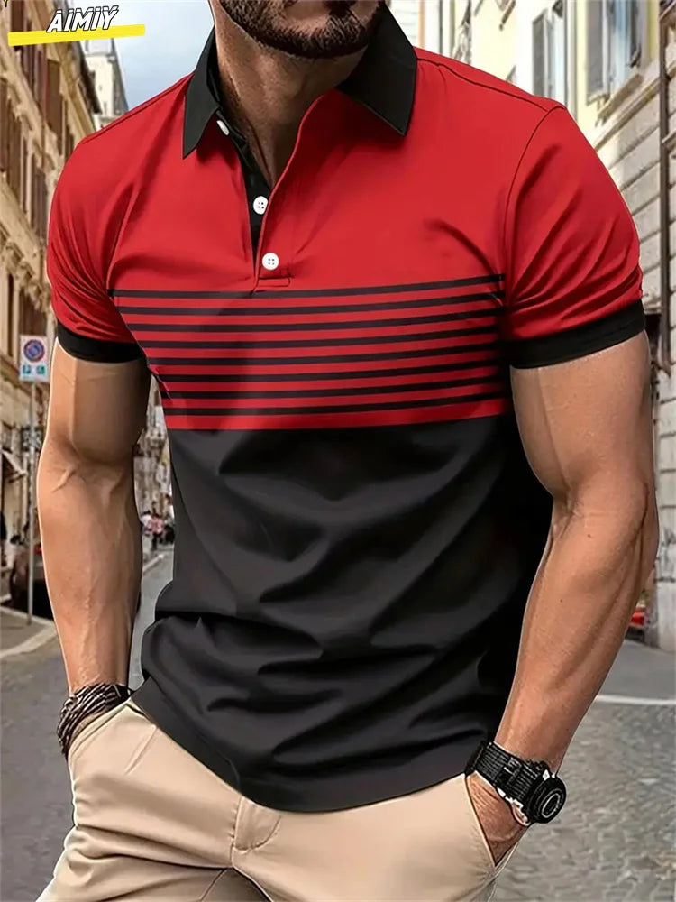 Neues Golf-Poloshirt mit Streifen für Herren – lässig und modisch