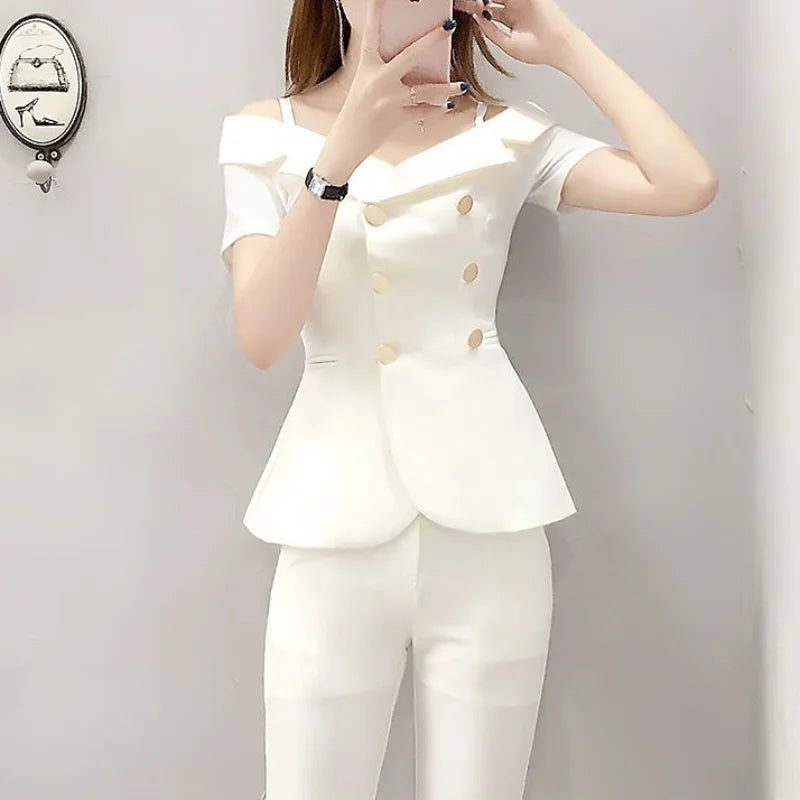 Elegant Women's 2-Piece Luxury Blazer Suit for Summer