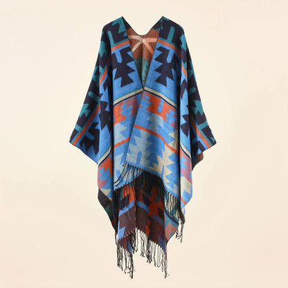 Châle d'hiver pour femme en laine à carreaux et pompons aux épaules