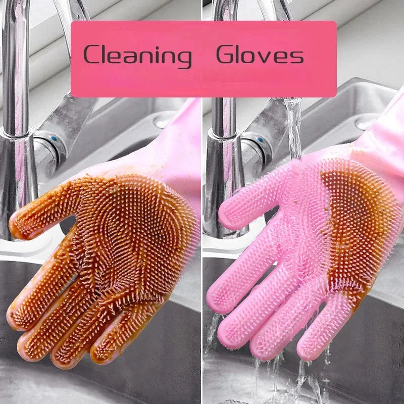 Silicone Rubber Dishwashing Kitchen Gloves