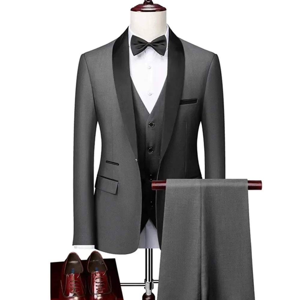 Elegant Men's 3-Piece Lapel Suit Set