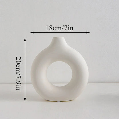 1 vase à fleurs minimaliste en plastique en forme de beignet