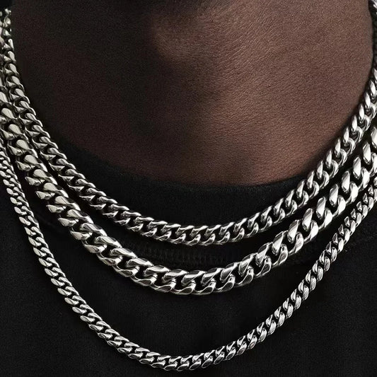 Punk Stainless Steel 3/5/7mm Curb Cuban Necklaces
