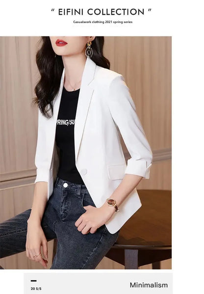 Blazer ample à revers pour femme, coupe slim, tendance, couleur unie, style coréen