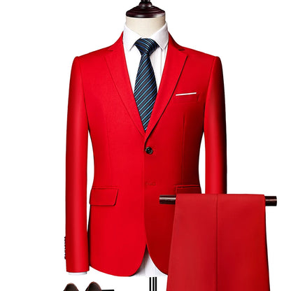 2 Pieces Men's Casual Business Suit Set