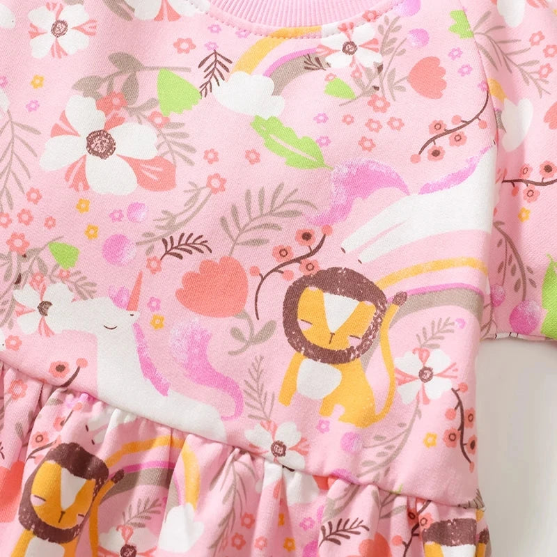 Pink Bunny Print Knee-Length Short-Sleeve Easter Dress