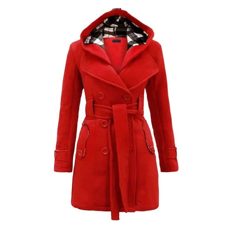 Trendy Chequered Hooded Overcoat for
