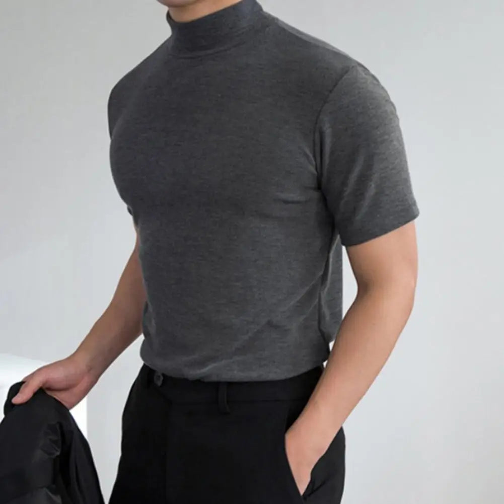 Men T-shirts - Short Sleeve Tees High Collar T-shirt