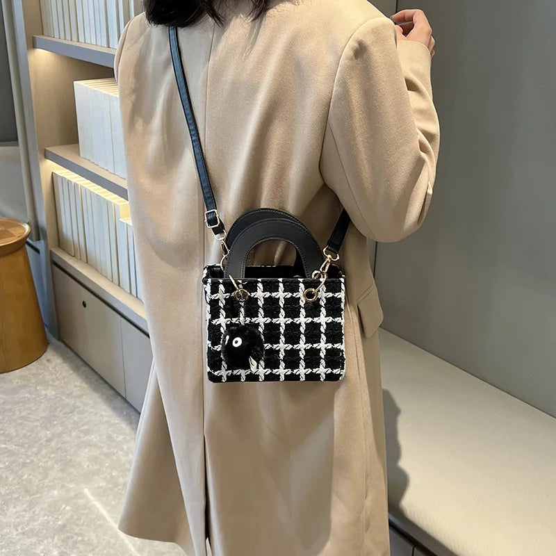 Mini Plaid Woolen Luxury Crossbody Bag