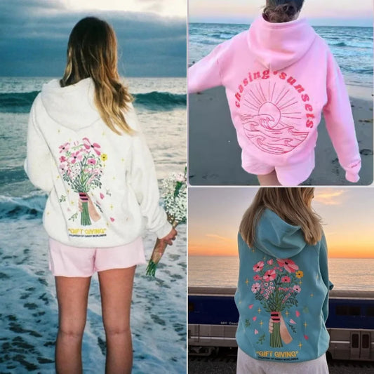 Sweat-shirt bouffant à motif palmier rose tendance pour femme