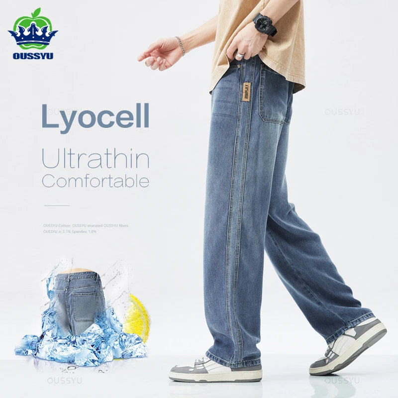 Weiche Lyocell-Jeans mit weitem Bein für Herren