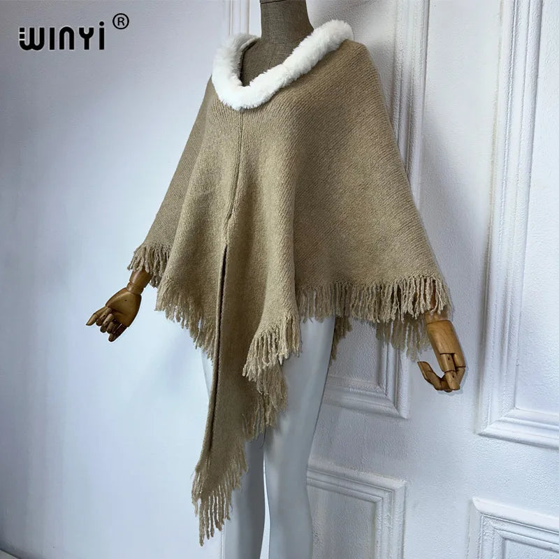 WINYI Pullover Sweater Cape for Autumn and Winter