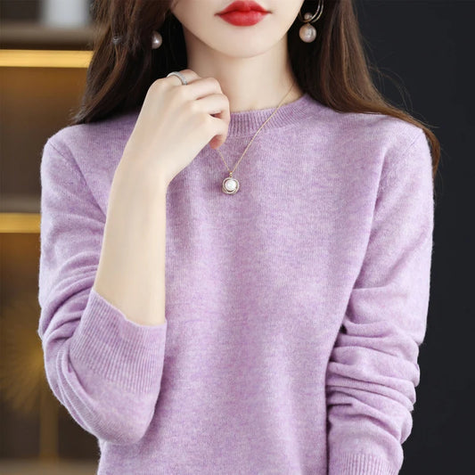 100% Pure Wool O-Neck Cashmere Pullover