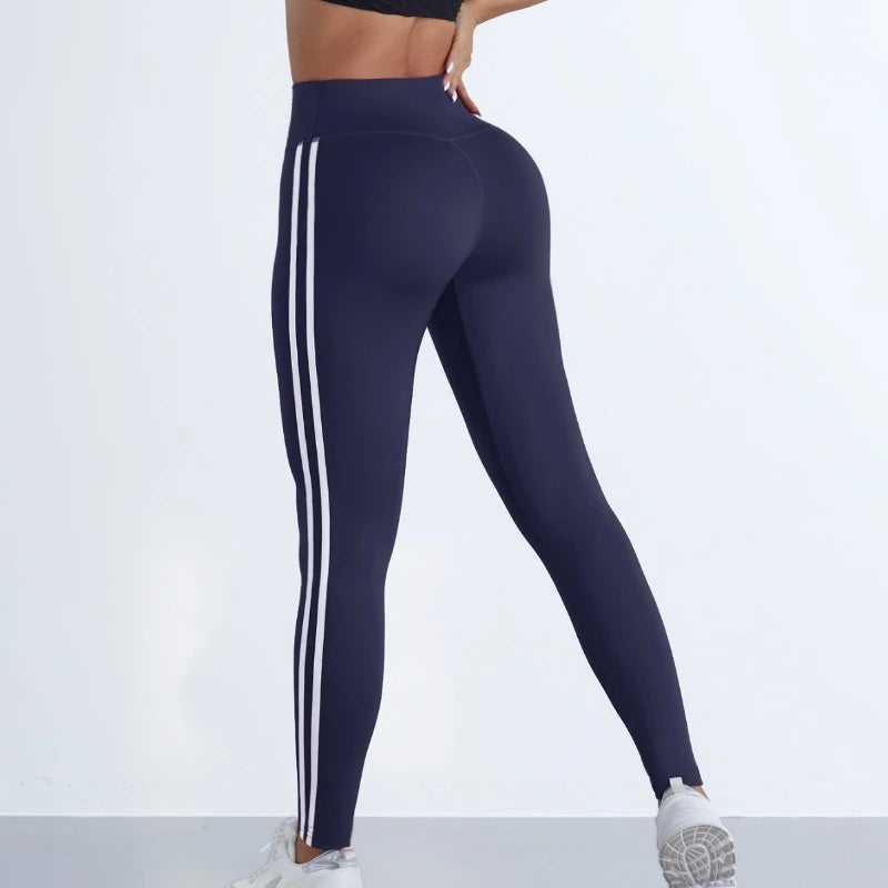 Striped High-Waist Yoga Leggings for Women