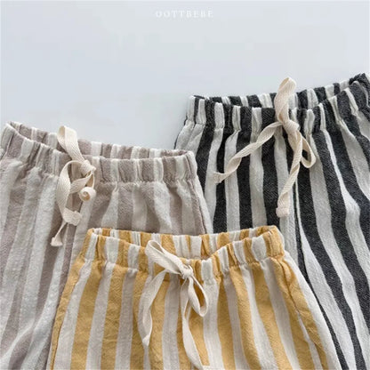 Vintage Stripe Linen Cotton Pants for Boys